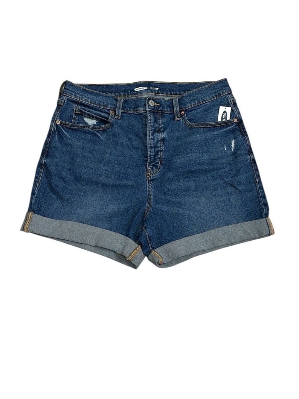 Old Navy Sky High Button Fly Cuffed Jean Short Size 14 NEW 5” Inseam